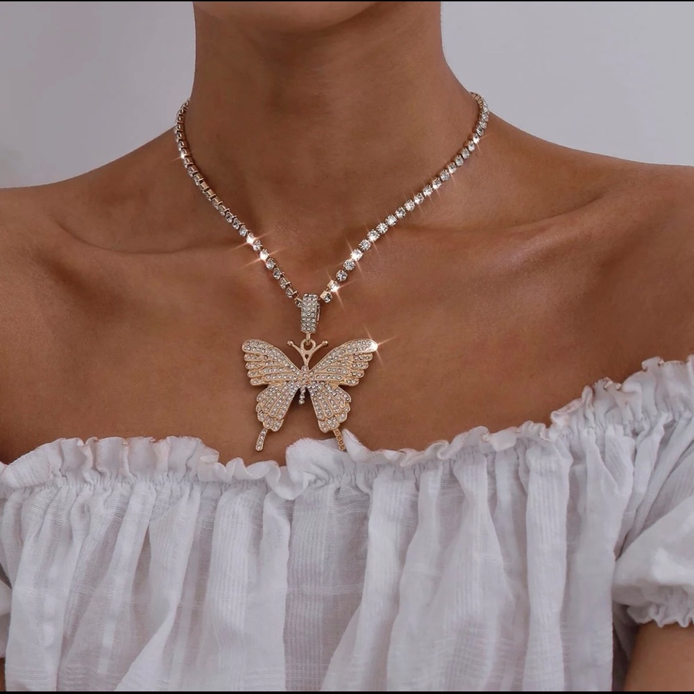 Butterfly Rhinestone Necklace
